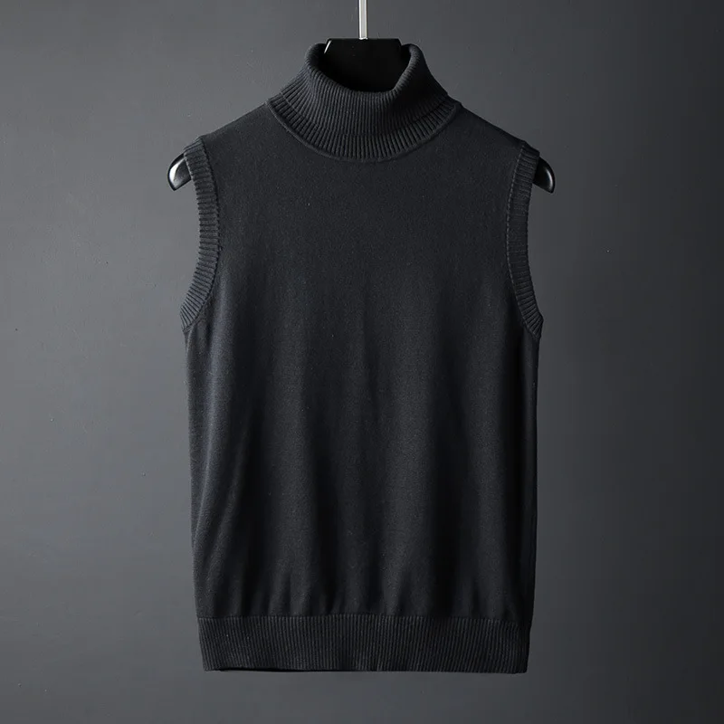 Men Turtleneck Cotton Vest Sweater Sleeveless Autumn Spring Warm Comfotable Soft Slim Fit Solid Clothes Knitted Casual Male Coat Men Turtleneck Cotton Vest Sweater Sleeveless Autumn Spring Warm Comfotable Soft Slim Fit Solid Clothes Knitted Casual Male Coat