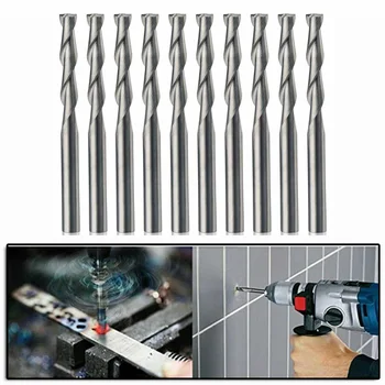 

10* 1/8 Router Bits End Mill Flat Nose Two Flute Milling Cutter CNC Set Kit