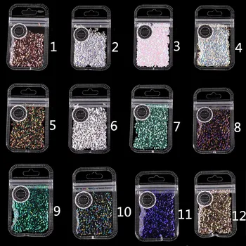 

12Colors Professional Nail Art Sequins Flash Pieces Nail Art Rhinestones Diamond Decorations Hot Fix DIY Nail Tool Accessories