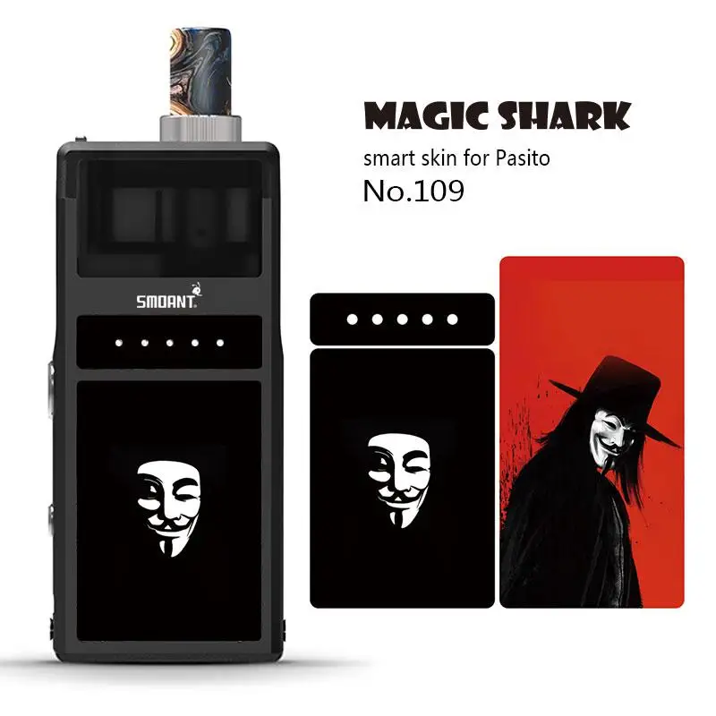 Волшебная Акула Железный Человек V-Vendetta деревянный принт цветок Бэтмен Харли Квинн Vape наклейка пленка чехол для Smoant Pasito - Цвет: 109