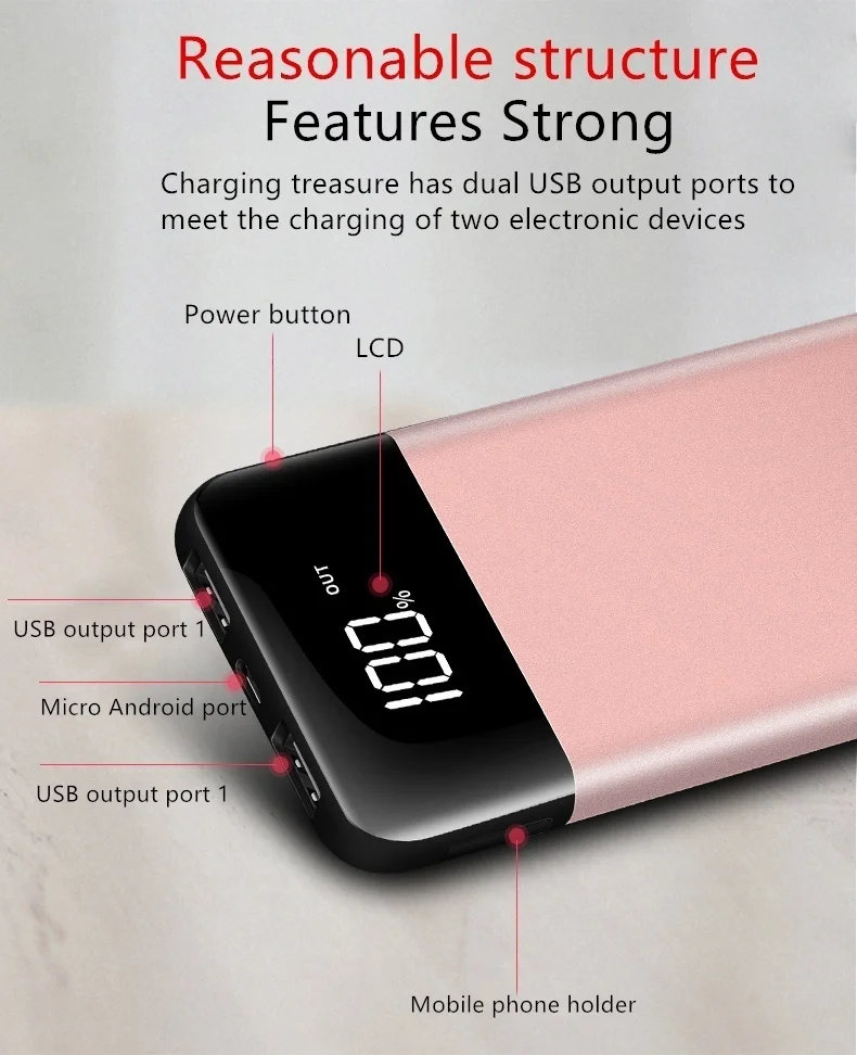 Real 10000mAh Powerbank Mobile Battery Portable Charger Poverbank External Battery Power Bank for Xiaomi Poverbank Pover Bank