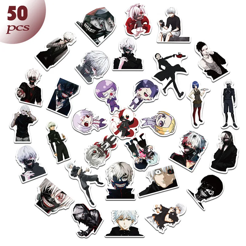 50pcs Japan Anime Tokyo Ghoul for Luggage Laptop Skateboard Bicycle Backpack Decal Pegatinas Toy Stickers Children Gift | Игрушки и