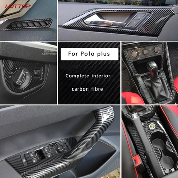 

For Volkswagen VW Polo Plus 2019 Interior Decoration Strip Gear Box Air Outlet Door Handle Armrest Panel Patch Carbon Fiber