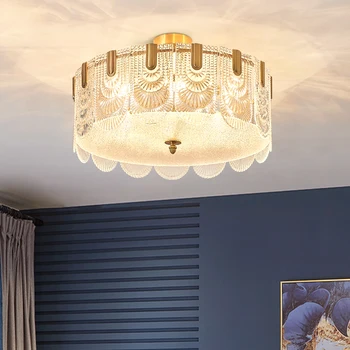 

New French style light luxury all-copper living room crystal pendant lights stickers modern simple retro American pendant lights