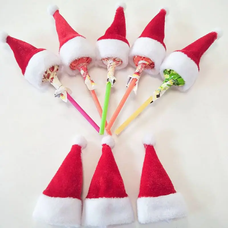 10 шт./компл. Рождественская мини-шляпа Санта-Клаус шапка Рождественская шапка-леденец мини свадебный подарок креативные шапки Рождественская елка декоративное украшение