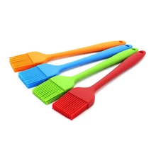 Set Of 4 Silicone Pastry Basting Grill Barbecue Brush- Solid Core And Hygienic Solid Coating- 4 Bright Colored Red, Blue, Oran