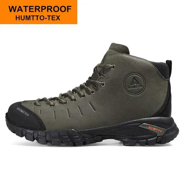 HUMTTO Woman Hiking Shoes Outdoor Mountain Camping Waterproof Sneakers for Women Leather Sport Hunting Climbing Trekking Boots Green 210371B