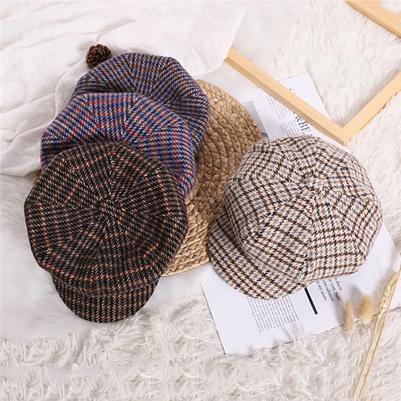 Children's hat Kids Baby Girls Beret New Autumn And Plaid Winter Comfortable Breathable Cap #4j30 (23)