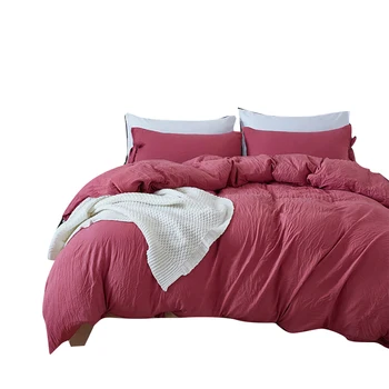 

New Beddeing Set Product Solid Color 2/3 Pcs Bedding Set Microfiber Bedclothes Blue Gray Bed Linens Duvet Cover Set Bed Sheet