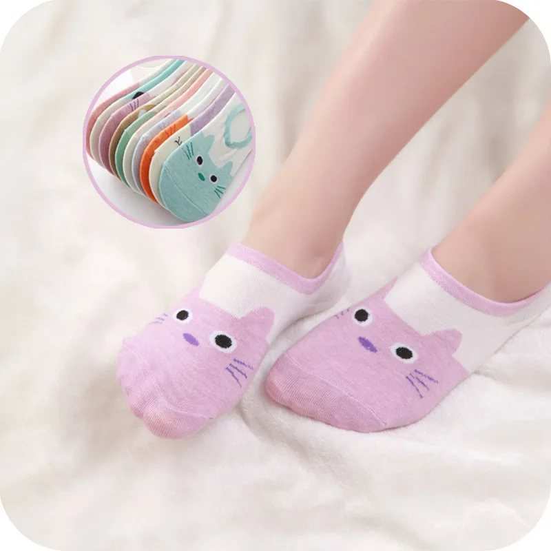 

Cartoons Lovely Women's socks Harajuku Ankle socks Print Animal Pattern Breathable Non-slip Hip hop Kawaii Woman Sock S-107