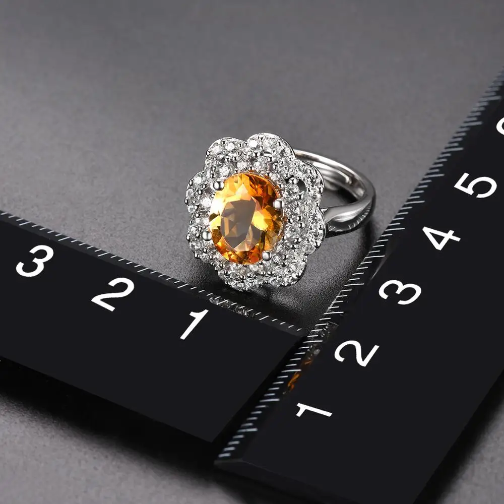 Hutang 2.01ct цитрин Открытое кольцо с натуральными драгоценными камнями Твердые стерлингового серебра 925 регулируемые кольца изящные элегантные ювелирные изделия в форме кубиков для женщин