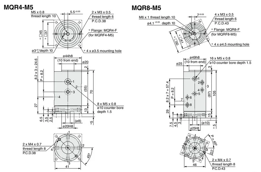 SMC Размеры пневматические компоненты высокоскоростная вращающаяся MQR2-M5 MQR4-M5 MQR 8-M5 MQR12-M5 MQR16-M5
