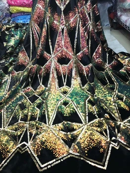 

Velvet Lace Fabric with Sequins French Tulle Mesh Lace High Quality Sequins Lace Fabrics for Bridal Lace Materials