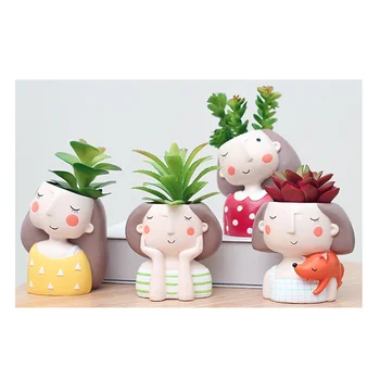 

4 pcs Succulent Pot Bonsai Cartoon Cute Flowers Pot Plant Pot for Office Desktop Decor Home