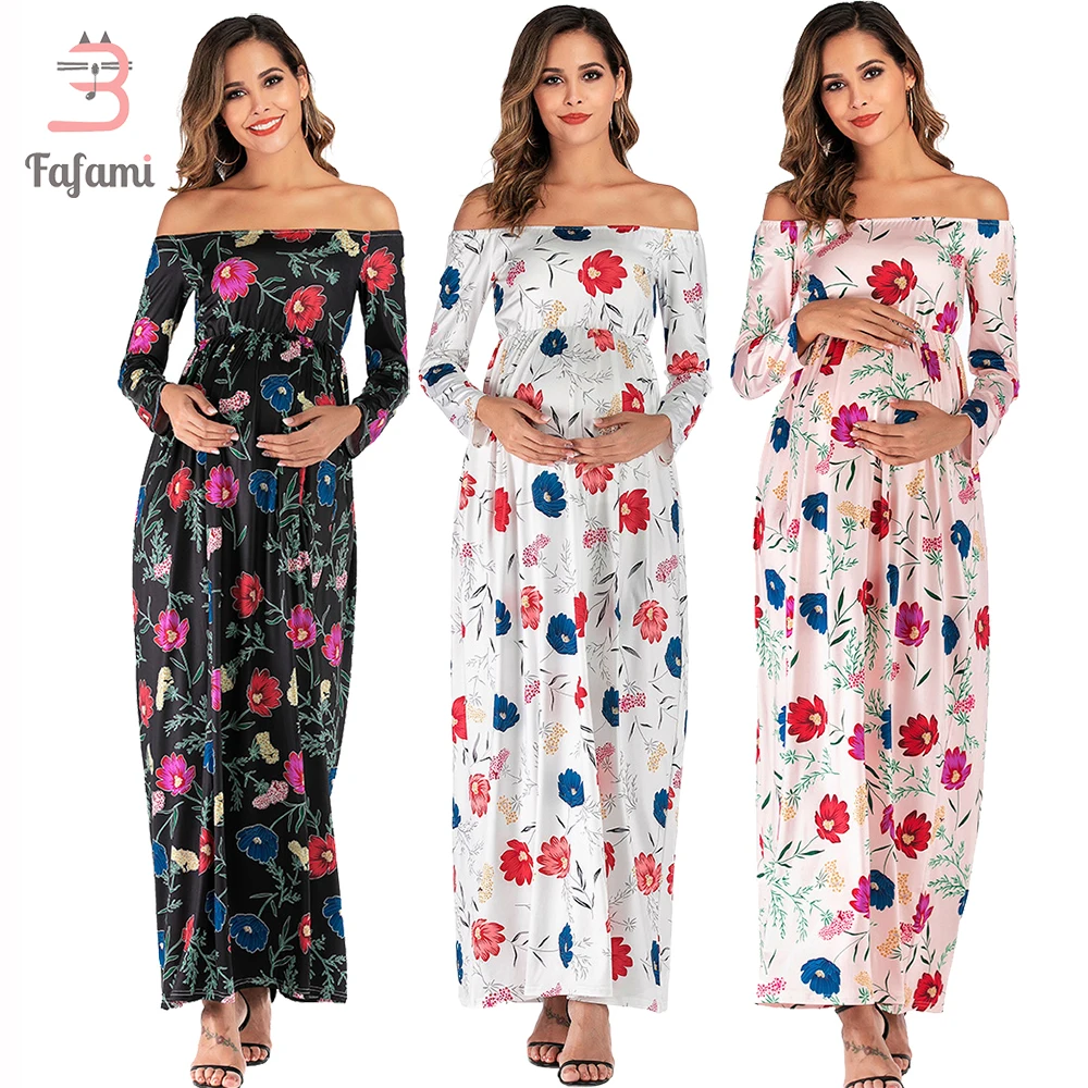 

Maternity Maxi Dress Off Shoulders Gown Photography Dress for Baby Shower Summer Casual Women's Dresses For Photo Shoot Pregnant