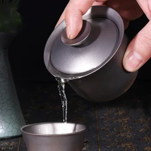 Chiński zestaw herbaty Gaiwan Kung Fu tytanu Gaiwan Teaware tytanowy kubek do herbaty ekspres do herbaty