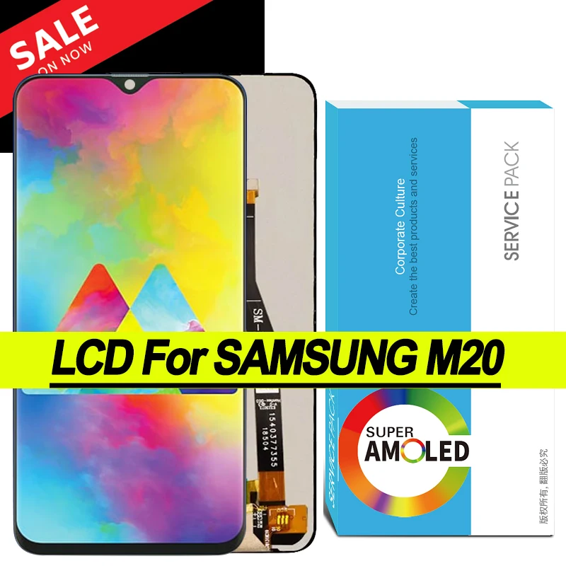 100% Original 6.3'' LCD Display Touch Screen Digitizer Assembly for Samsung Galaxy M20 2019 SM-M205 M205F Pantalla Repair Parts |