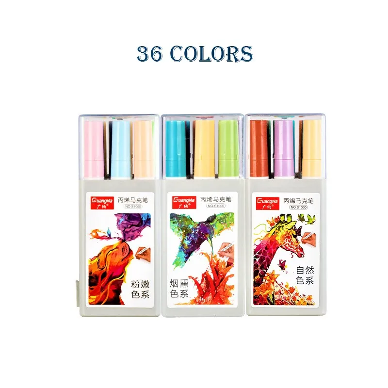 GN 36 Colors Set 24 48 Цвета/набор металлических Цвет акриловый маркер с перманентной краской ручка для Керамика стекло ROCK фарфоровая кружка дерево Ткань Холст Краски Инж - Цвет: GN 36 Colors Set