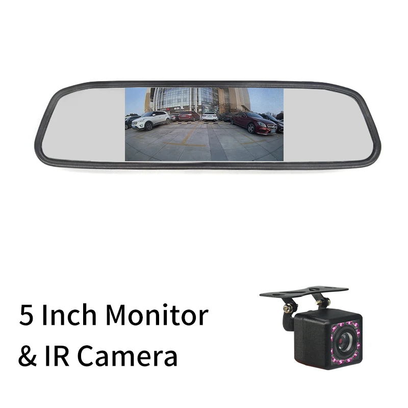 Hippcron Car Rearview Mirror Monitor 4.3 Or 5 Inch HD Video Auto Parking Monitor For Night Vision LED Reversing Cameras car headrest dvd player Car Monitors