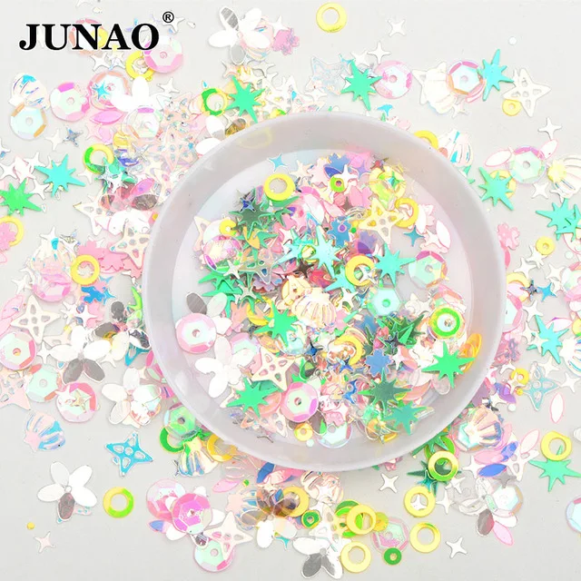 JUNAO 10 г 5*12 мм цветная Алмазная форма, Сыпучие блёстки блестки Пришивные блестящие стразы, аппликация для рукоделия одежды - Цвет: Mix Color Green 10g