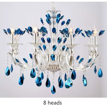 

Creative zinc alloy candle lamp simple LED crystal chandelier Hotel Club Mediterranean living room hanging lamp