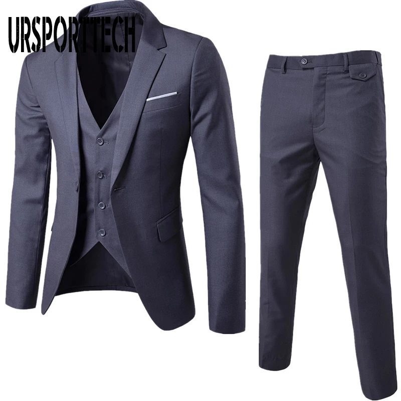 

Men Blazer Sets Oversize S-6XL Business Casual Wedding Dress Male Blazer Men Coast 3 PCS Top+Pants+ Vest Bridegroom Blazer Sets
