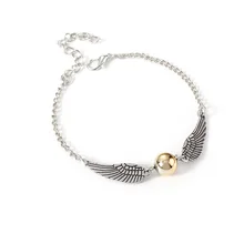 Серебряные браслеты с крыльями, вдохновленные шариками-снитч в стиле Джеймса Поттера и Дары смерти для женщин