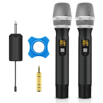 

UHF Wireless Karaoke Dual Handheld Miniphone 25 Channel with Portable Receiver 1/4 inch Output, for Church/PA System/Wedding/Bus