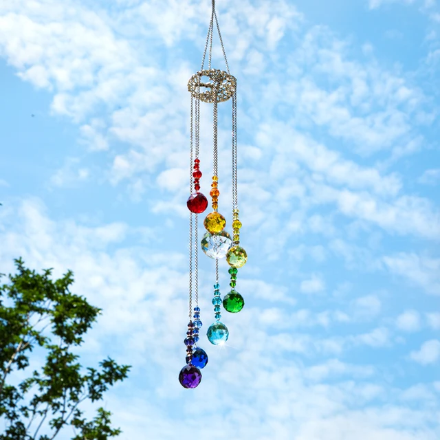 H&D Csakra Kristálygolyó Prizmák Suncatcher Fa Life Window Lógó Dísz Szivárványkészítő Medál Otthon, Kerti Dekoráció