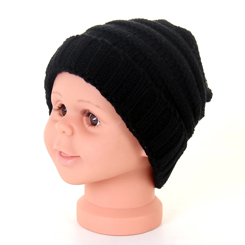 Шапки для детей; зимняя шапка для маленьких мальчиков и девочек; вязаная шапка для маленьких мальчиков; детская шапка для маленьких девочек; Casquette; детская шапочка; - Цвет: black