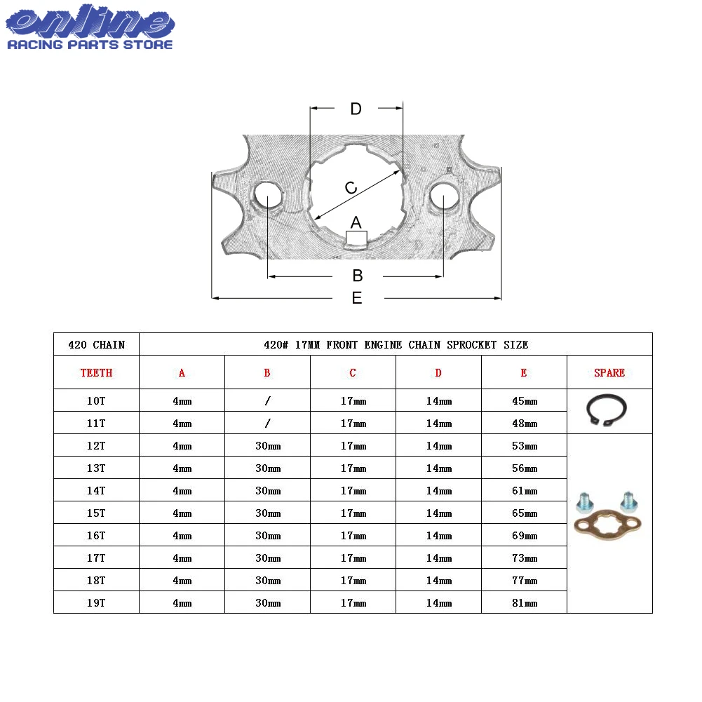 420# 17mm 10 11 12 13 14 15 16 17 18 19 Teeth Front Engine Sprocket For Z50 CRF50 Dirt Pit Bike Monkey ATV Quad Motorcyle Chain