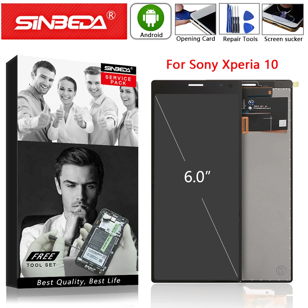 ЖК дисплей 6 0 дюйма для Sony Xperia 10 I3123 I3113 I4113 I4193 сенсорный экран с цифровым