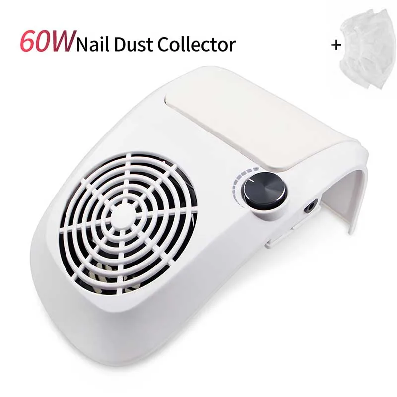 Billige 60W Leistungsstarke Nagel Staub Absaugung Collector Staubsauger mit 2 Staub Sammeln Tasche Nail art Ausrüstung Nagel Salon Werkzeuge