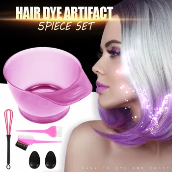 

Hair Care Hair Coloring Brush & Bowl 5 Pcs Set Tint Tool Bleach Color Dying Brushes mixing bowl brochas maquillaje set E0527