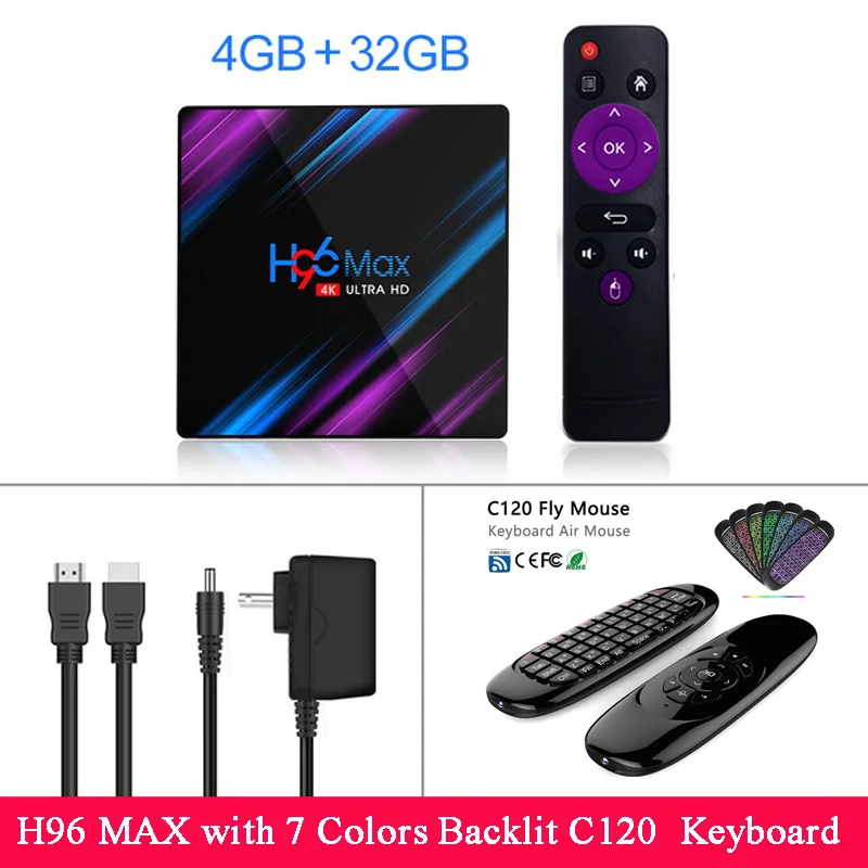 Android 9,0 tv Box H96 MAX Rockchip RK3318 4 Гб ОЗУ 32 Гб 64 Гб ПЗУ 4K Netflix Youtube потоковый Медиаплеер Smart tv Box телеприставка - Цвет: 4GB 32GB C120
