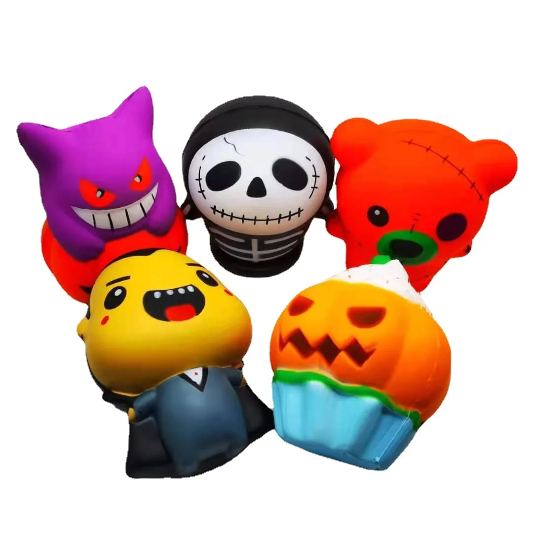 

New Novel Halloween Squishy Slow Rising PU Pumpkin Witch Bloodsucker Stress Relief Squeeze Toys Antistress Juguetes