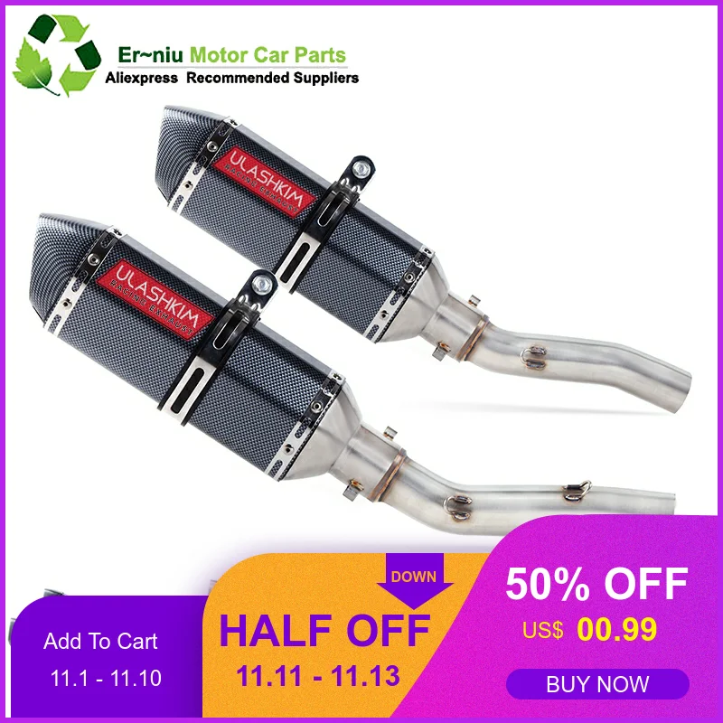

Motorcycle Full Exhaust Escape System + Modified Link Contact middle pipe Round Muffler for kawasaki Z1000 2010-2016
