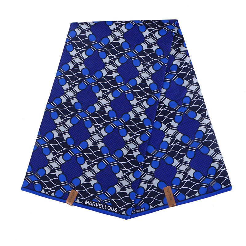 

2019 Wax Fabric 100% Polyester Blue Print African Fabric Real Dutch Wax High Quality 6Yards\set