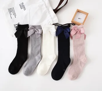 

Baby Girls Stockings Solid Color Breathable Long Tube Children Kids Bowknot Warm Autumn Winter