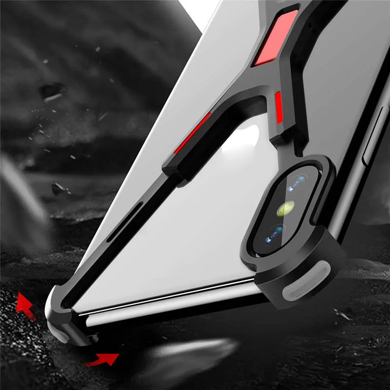 R-JUST Алюминиевый металлический чехол с голой рамкой для iphone X, XS, XR, XSMax, чехол, Противоударная форма, бампер, защитный чехол для телефона KS0399