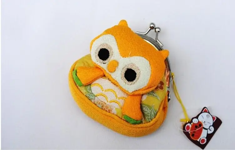 orange Кошелек для монет в японском стиле, каваи, мультяшное кимоно, новинка, Сова, тканевый кошелек, чехол для детей, Детский держатель для карт, ключей, денег - Цвет: orange