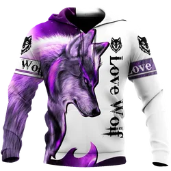 Purple Wolf 3D All Over Printed Men For Women Hoodies Sweatshirt Unisex Harajuku Streetwear Zipper Pullover Casual Jacket