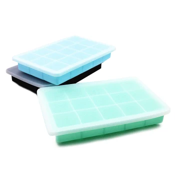 

15 grid food grade silicone ice cube tray square ice machine ice cube mold silicone ice cube with lid home DIY ice cube mold