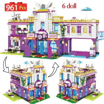 

961pcs Friends Private Luxury Villa Building Blocks Compatible lepining Friends Castle Bricks Girls Princess House Toys Girls