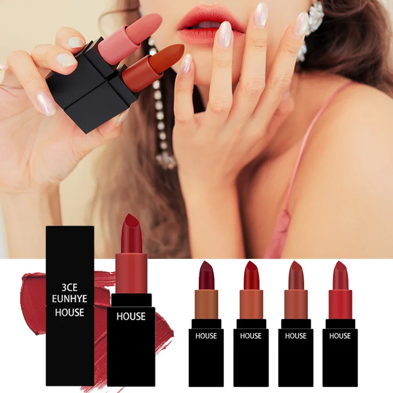 

Square Tube Matte Matte Lipstick Rose Bean Paste Dirty Orange Red Lipstick
