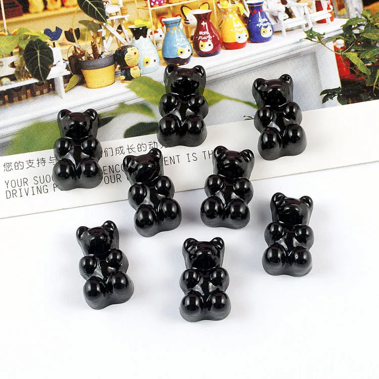Black bear 20-100 шт милый медведь плоское заднее плоское украшение из смолы цвет DIY ремесла поставки телефон нашивка в виде ракушки декор искусство Материал Дети аксессуары для волос - Цвет: Black bear