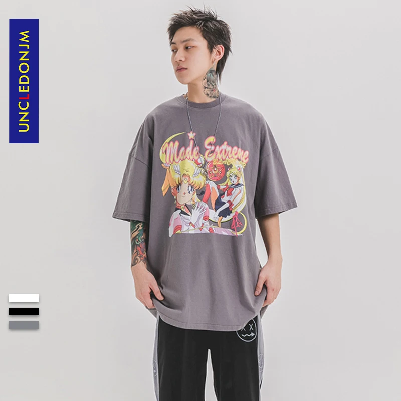 UNCLEDONJM аниме печать Harajuku для мужчин/женщин футболки Новинка 2020 футболка Топы с