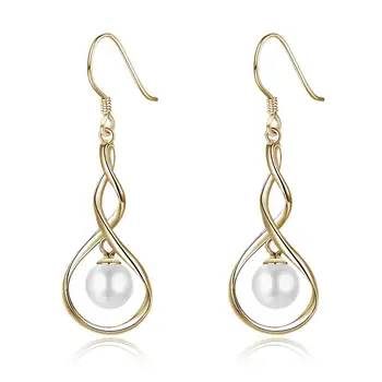 

2020 New Infinity Love Pearl Earrings 925 Sterling Silver Gold Jewelry for Women Gift Wedding Engagement Anniversary Birthday