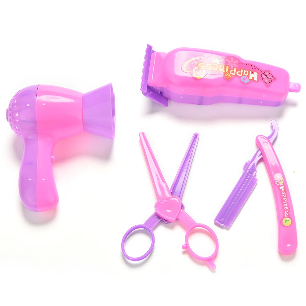 

4 Pcs/set Eyebrow Razor Hair Dryer Scissors For Doll Barber Tools Toys Salons Hair Care Girls Gifts Dolls Accessories