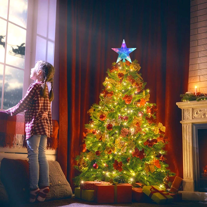 LED Christmas Tree Star Topper Decorations 24/18cm Light Glowing Fairy Light with Battery Box christmas tree decoration,christmas star decoration